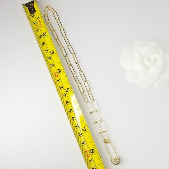 NWT Safety Pin Pave CZ Paperclip Choker Necklace - Picture 8 of 9